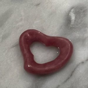 Tiffany Elsa Peretti vintage pink Rhodonite open heart pendant.